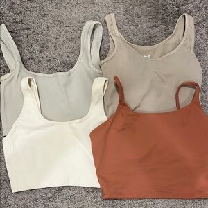 Women's Ribbed Tank Top Set - Neutral Tones